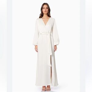 Elliatt Ivory Satin Maxi Wrap Dress NWT